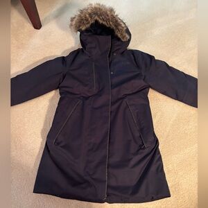 The North Face Women's Navy Parka With Fur Trim